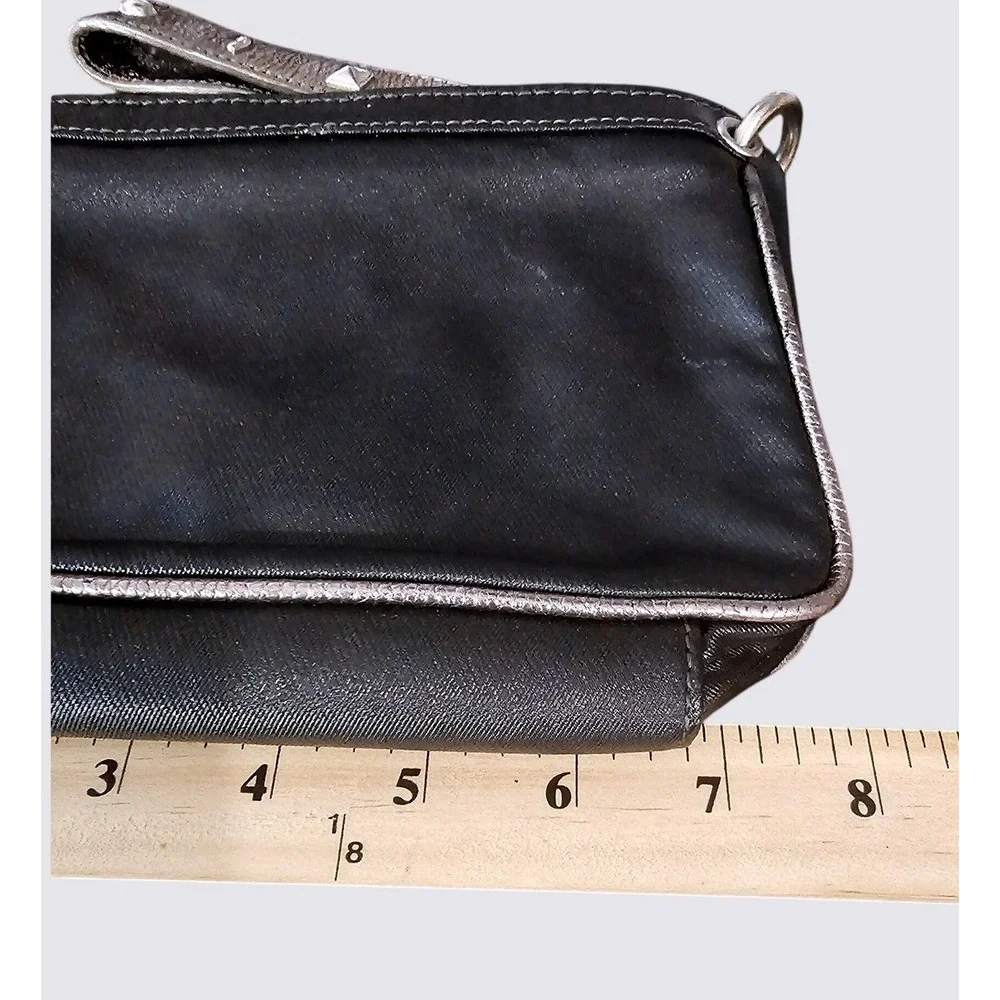 Kipling Edgy Goth‎ Wristlet Black Silver Studded Chunky Zip #ST10